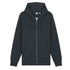 Front view flat lay of women’s dark heather gray organic cotton brushed heavyweight 350GSM zip up sweatshirt – Louvóre athleisure apparel